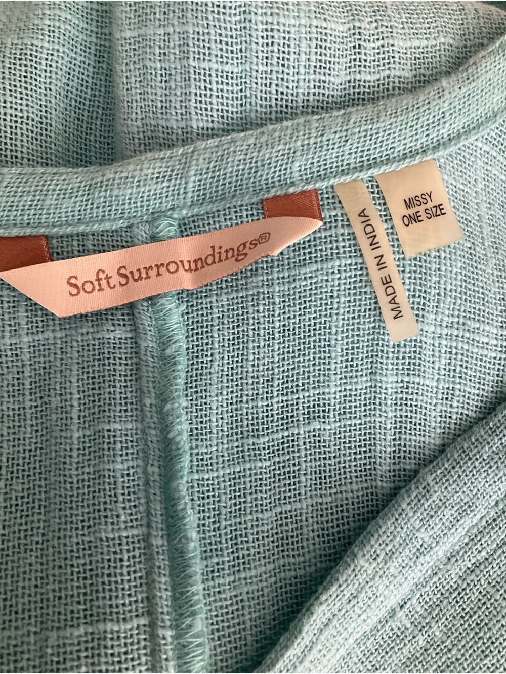 Soft Surroundings Desert Breeze Topper Blue Open-Weave Layering Top - Picture 7 of 9